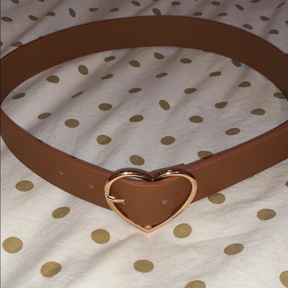 BRAND NEW brown belt with gold heart